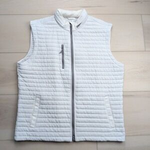 Johnnie-O Vest Mens Large Crosswind Quilted Packable Hood Performance Full Zip